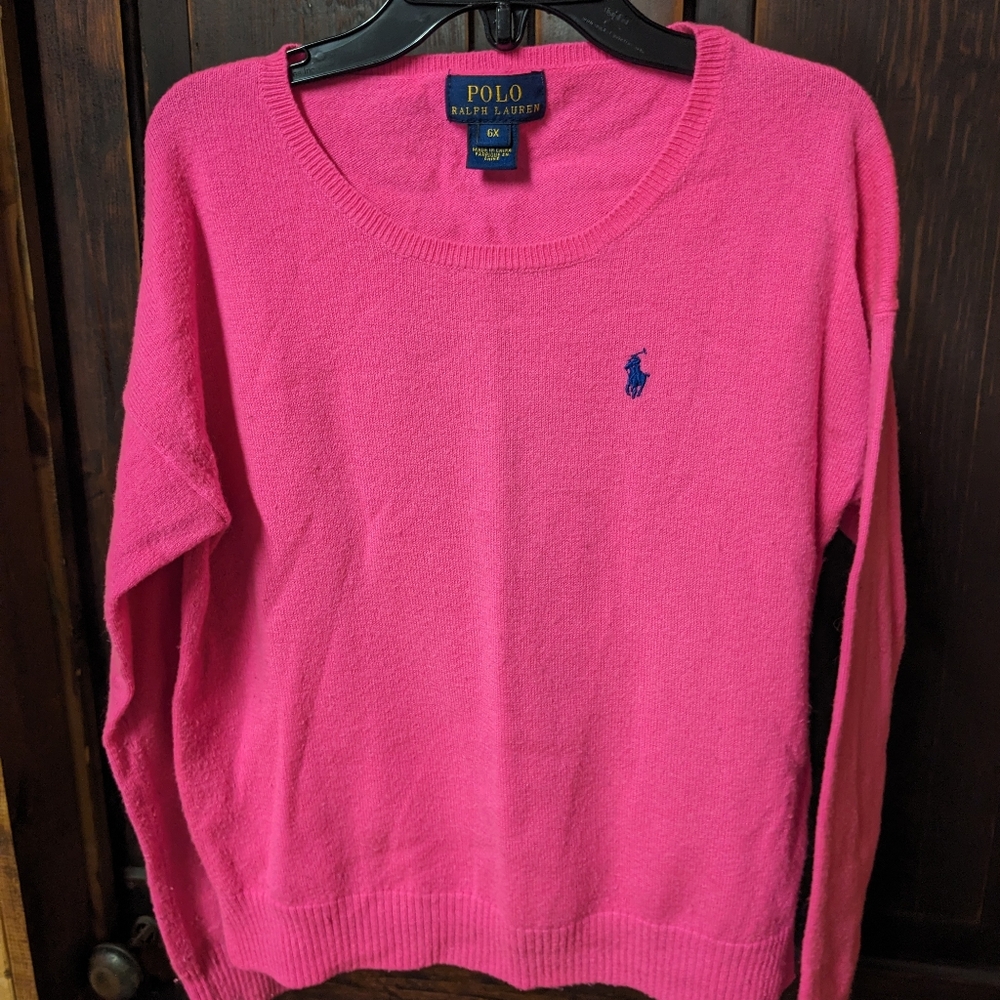 Ralph Lauren Polo Hot Pink Crewneck Sweater, 6x